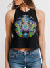 Seeds of Life - Multicolor on Black Womens Cropped Racerback Tank