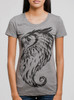 Great Horned Owl - Black on Heather Grey Triblend Junior Women's T-Shirt