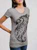 Great Horned Owl - Black on Heather Grey Triblend Junior Women's T-Shirt