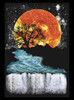 Sunset Waterfall - Multicolor on Heather Black Triblend Mens T Shirt