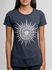 Sun & Moon - White on Heather Navy Junior Womens T-Shirt