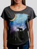 Elephant Moon - Multicolor on Heather Black Triblend Womens Dolman T Shirt