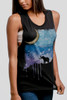 Elephant Moon - Multicolor on Black Womens Muscle Tank Top