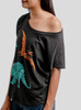 Dinos - Multicolor on Heather Black Triblend Womens Dolman T Shirt