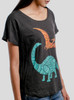 Dinos - Multicolor on Heather Black Triblend Womens Dolman T Shirt