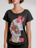 Face Off - Multicolor on Heather Black Triblend Womens Dolman T Shirt