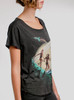 Space Travelers - Multicolor on Heather Black Triblend Womens Dolman T Shirt