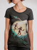 Space Travelers - Multicolor on Heather Black Triblend Junior Womens T-Shirt