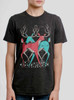 Deer Fight - Multicolor on Heather Black Triblend Mens T Shirt