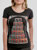 Mystic Castle - Multicolor on Heather Black Triblend Junior Womens T-Shirt