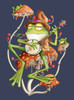 Folk Frog - Multicolor on Heather Navy Triblend Womens Dolman T Shirt