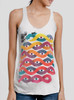 Wyrm - Multicolor on White Triblend Womens Racerback Tank Top