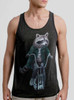 Raccoon - Multicolor on Heather Black Triblend Mens Tank Top