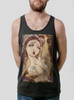 Lady with the Bottle - Multicolor on Heather Black Triblend Mens Tank Top