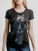 Raccoon - Multicolor on Heather Black Triblend Junior Womens T-Shirt