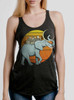 Elephant City - Multicolor on Heather Black Triblend Womens Racerback Tank Top