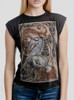 Siren - Multicolor on Black Women's Rolled Cuff T-Shirt