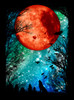 Blood Moon - Multicolor on Black Women's Rolled Cuff T-Shirt
