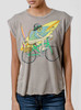 Fish Man - Multicolor on Heather Stone Women's Rolled Cuff T-Shirt