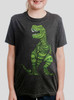 T Rex - Multicolor on Heather Black Triblend Youth T-Shirt