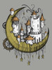 Moon Castle  - Multicolor on Heather Grey Triblend Womens Dolman T Shirt