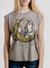 Moon Castle - Multicolor on Heather Stone Women's Rolled Cuff T-Shirt