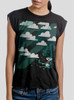 Cloud Song - Multicolor on Black Women's Rolled Cuff T-Shirt