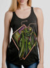 Mantis - Multicolor on Heather Black Triblend Womens Racerback Tank Top