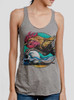 Rooster - Multicolor on Heather Grey Triblend Womens Racerback Tank Top