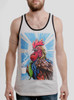 Early Bird - Multicolor on White with Black Mens Tank Top