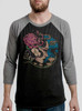 Flora - Multicolor on Heather Black and Grey Triblend Raglan