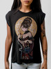 Moonlight Lady - Multicolor on Black Women's Rolled Cuff T-Shirt