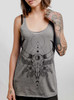 Cow Skull - Black on Heather Grey Triblend Women's Racerback Tank Top