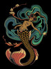 Mermaid  - Multicolor on Heather Black Triblend Junior Womens T-Shirt