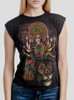 Durga - Multicolor on Black Women's Rolled Cuff T-Shirt
