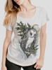 Barn Owl - Black on Heather White Triblend Womens Dolman T Shirt