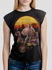 Samurai Cats - Multicolor on Black Women's Rolled Cuff T-Shirt