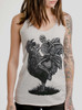 Rooster Ride - Black on White Triblend Womens Racerback Tank Top
