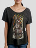 Rabbit - Multicolor on Heather Black Triblend Womens Dolman T Shirt