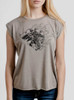 Panther - Black on Heather Stone Women's Rolled Cuff T-Shirt