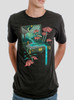 Traveling Suitcase - Multicolor on Heather Black Triblend Mens T Shirt