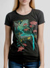 Traveling Suitcase - Multicolor on Heather Black Triblend Junior Womens T-Shirt