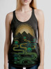 Pyramids  - Multicolor on Heather Black Triblend Womens Racerback Tank Top