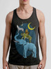 Animal Tower - Multicolor on Heather Black Triblend Mens Tank Top