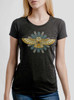 Cosmic Owl - Multicolor on Heather Black Triblend Junior Womens T-Shirt