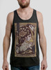 Lady with the Mask - Multicolor on Heather Black Triblend Mens Tank Top