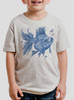 Blue Fish - Blue on Heather White Triblend Youth T-Shirt