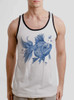 Blue Fish - Blue on White with Black Mens Tank Top
