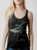 Whale and Turtle  - Multicolor on Heather Black Triblend Womens Racerback Tank Top