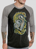 Blue Heron - Multicolor on Heather Black and Grey Triblend Raglan